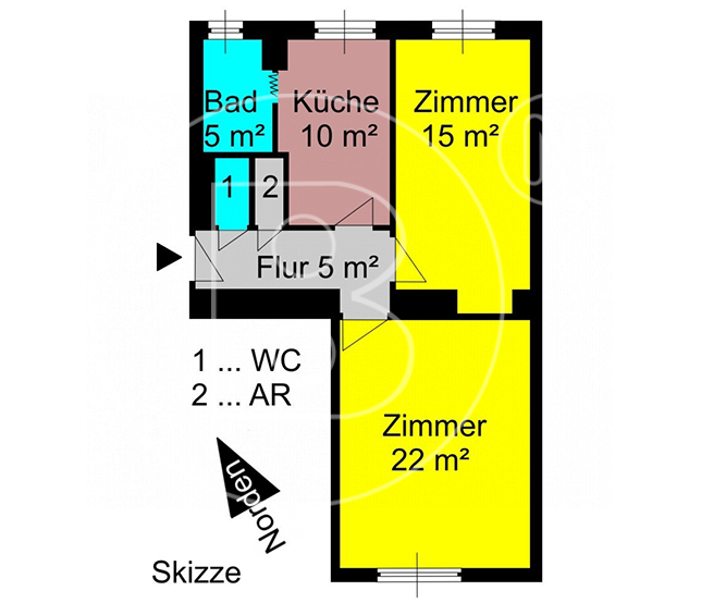GRUNDRISS - 2-Zimmer-Wohnung beim Augarten
